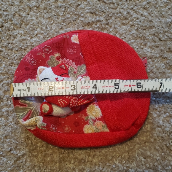 2/$20 Japanese Kimono Lucky Cat Zippered Pouch Clutch Bag - Picture 2 of 6